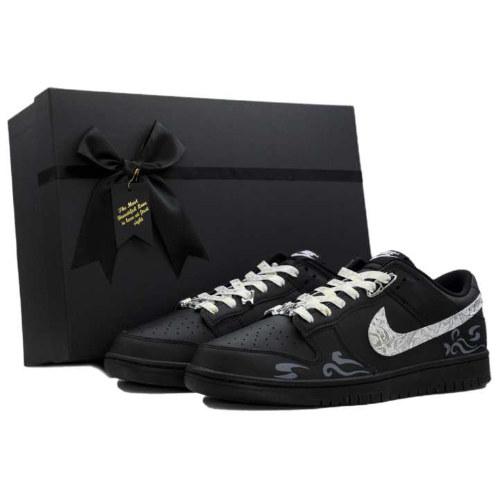 Nike Nike Dunk Auspicious Clouds, Obsidian Box Leather Abrasion Resistant Low top Skateboard Shoes Men's Black
