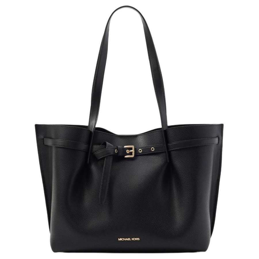 MICHAEL KORS Emilia Cow Leather Handbag, Shoulder Bag Large Women's Black