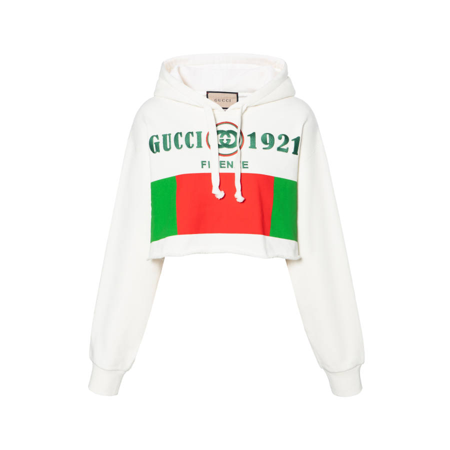 GUCCI Sweatshirts Women's White Hooded Non Detachable Moderate