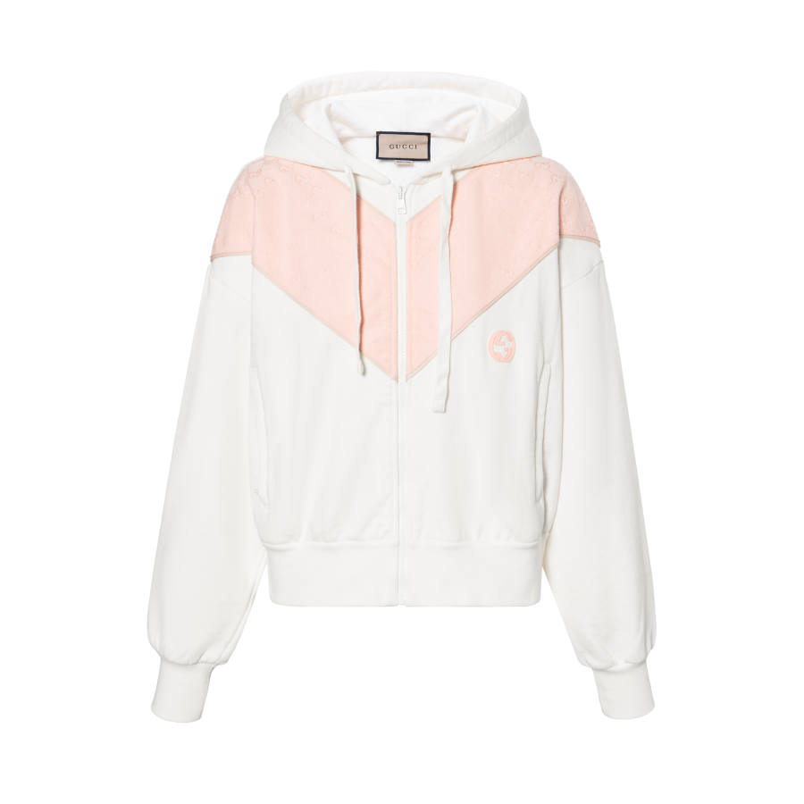 GUCCI Logo Embroidered Jersey Hoodie