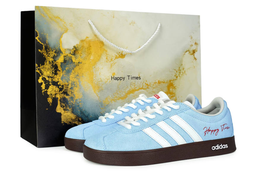 Adidas Adidas Vl Court Classic Slip Resistant Lightweight Low top German Army Trainers Unisex Pure Blue