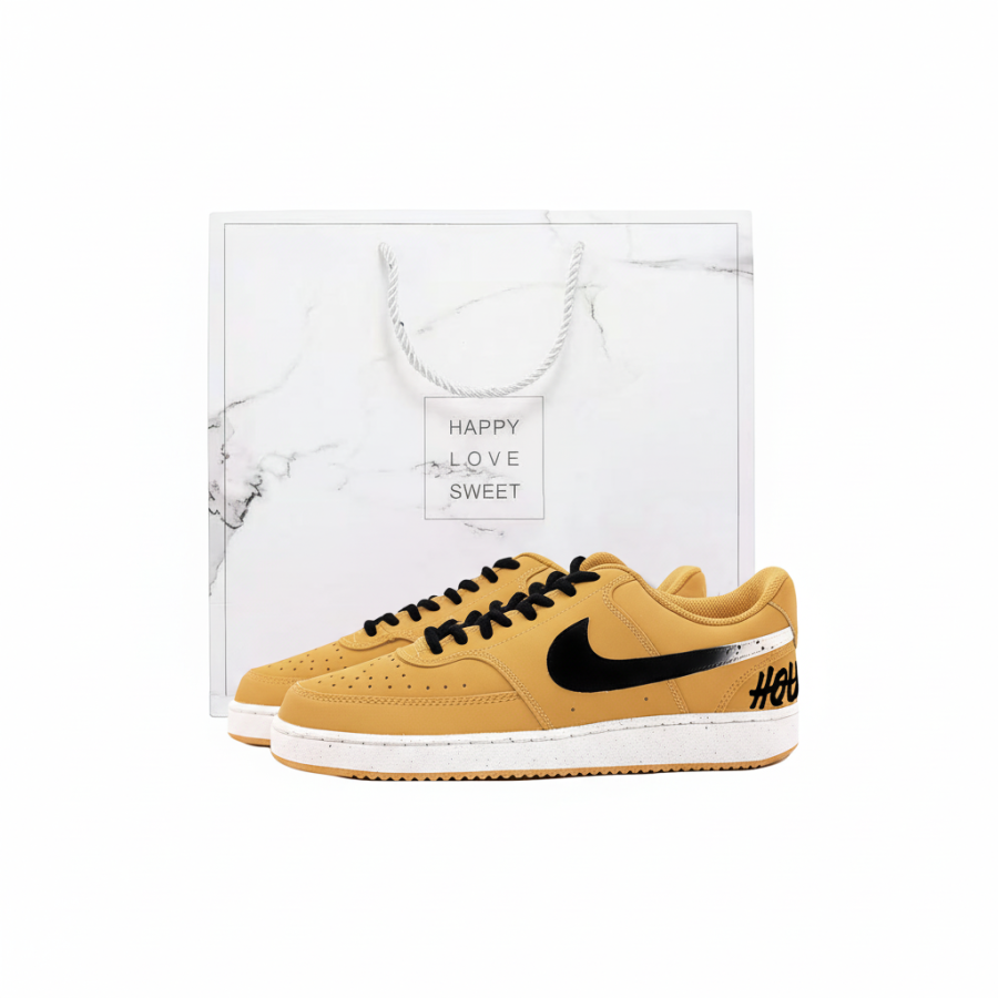 Nike Nike Court Vision V2 Low top Skateboard Shoes Unisex Yellow Black