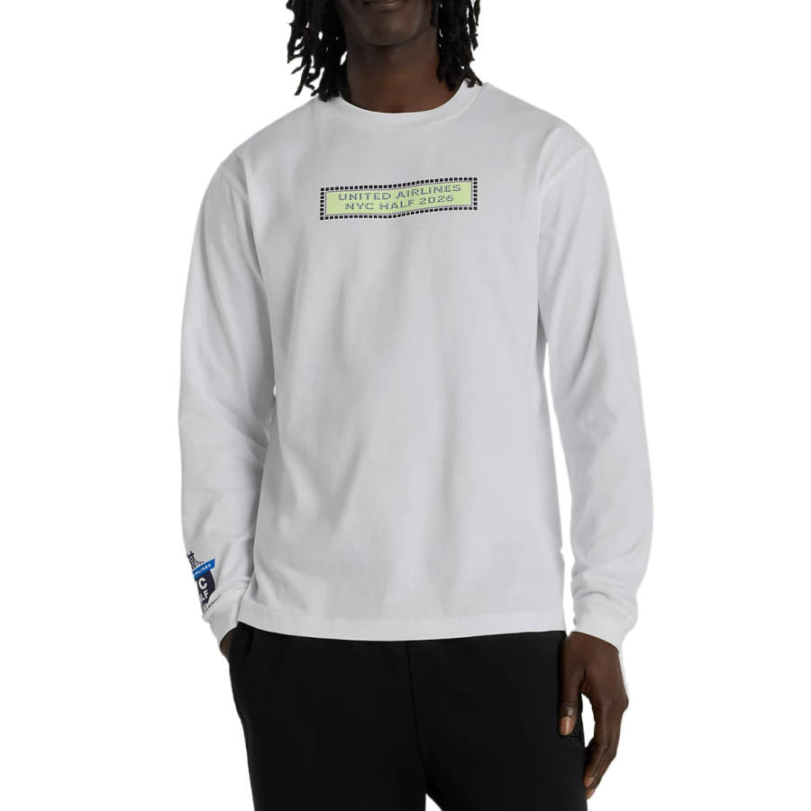 New Balance New Balance T Shirts Men's White & White Crew Neck Moderate