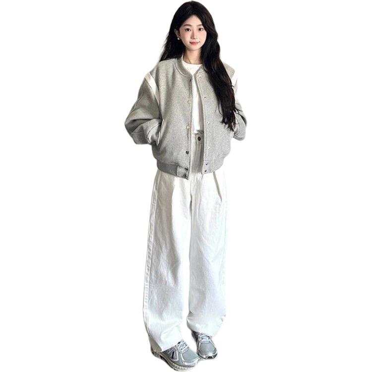 Cotton Gene Jackets Women's Gray Stand Collar Moderate Other