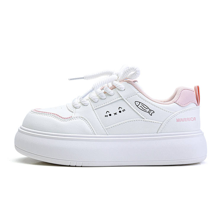 WARRIOR Coverage Height Increasing Lightweight Breathable Low top Skateboard Shoes Women's Beige Pink