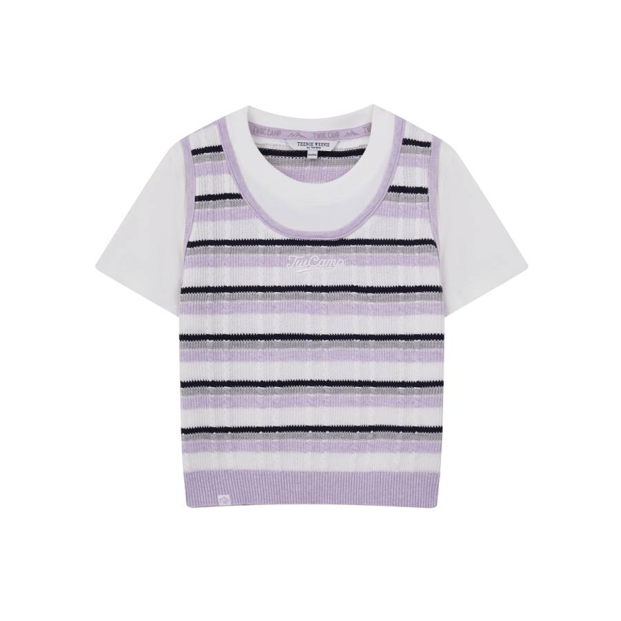 Teenie Weenie Knitwear Women's Crew Neck Moderate Mock Two Piece