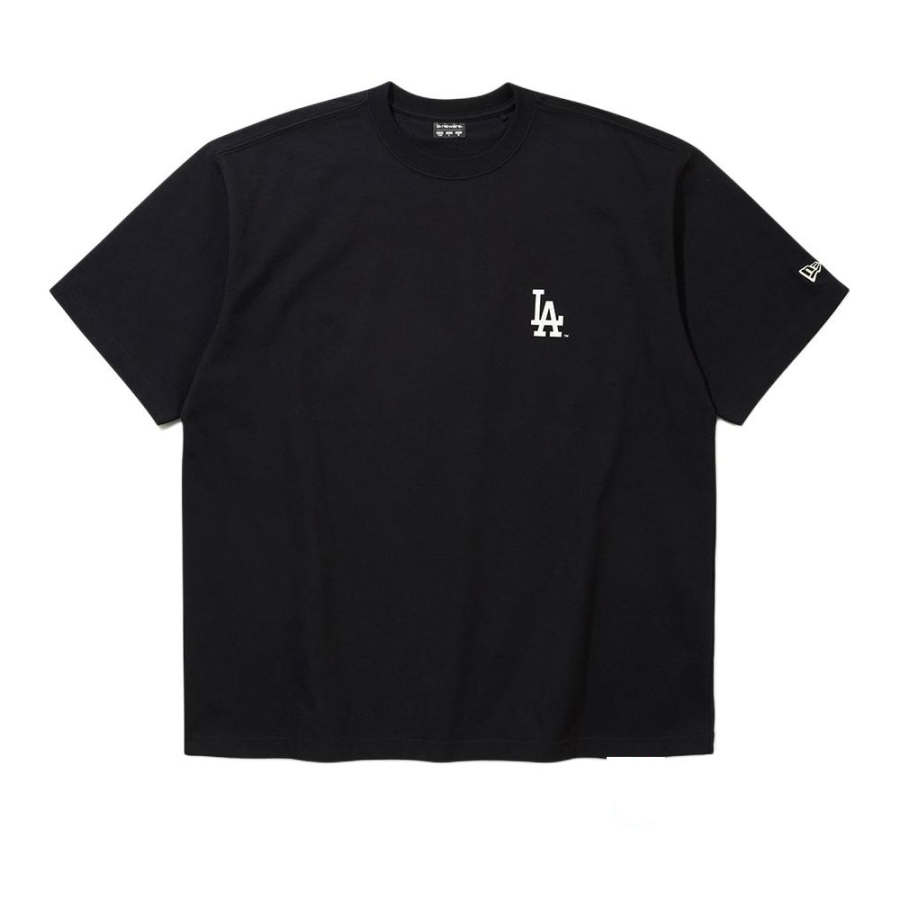 New Era MLB LA Dodgers Team Flag T Shirt Black T Shirt Korean Style Unisex