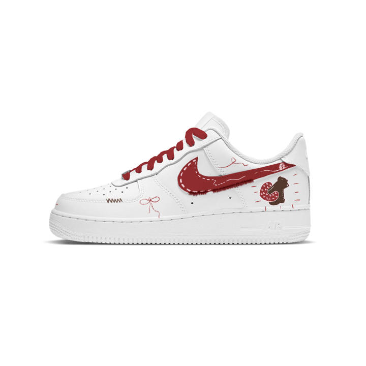 Nike Nike Air Force 1 Bear's Love Letter Leather Low top Skateboard Shoes Red White Women's