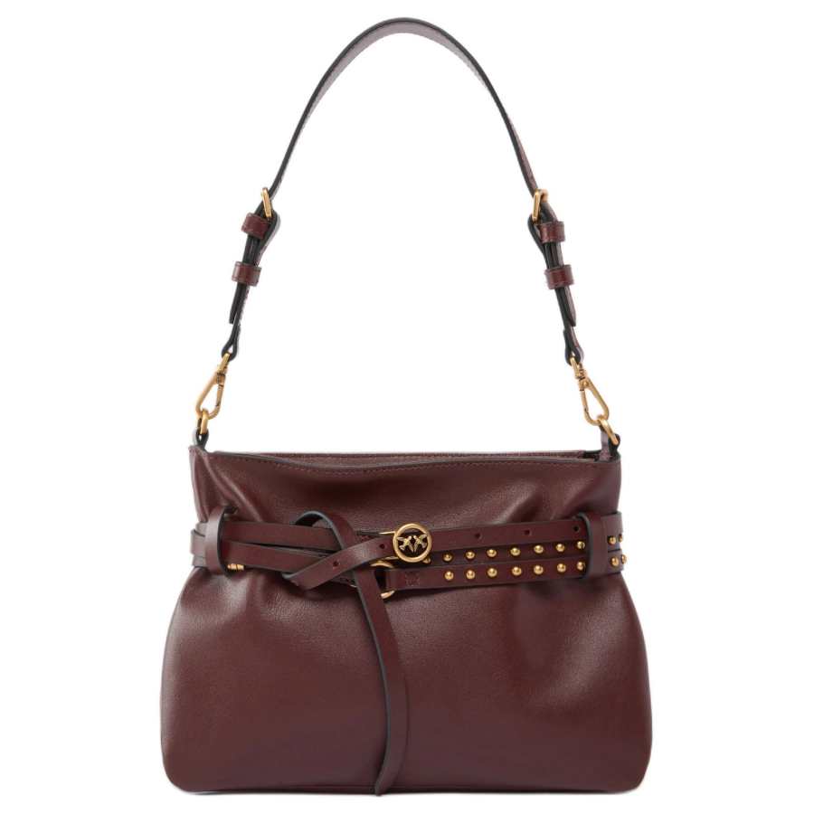 PINKO Cow Leather Shoulder Bag Mini Women's Brown