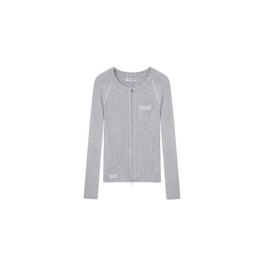 Teenie Weenie Knitwear Women's Gray Stand Collar Moderate Cardigan