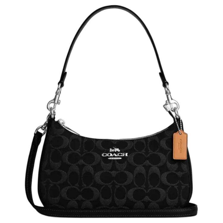 COACH COACH Teri Denim With Leather Shoulder Bag Medium Women's Black