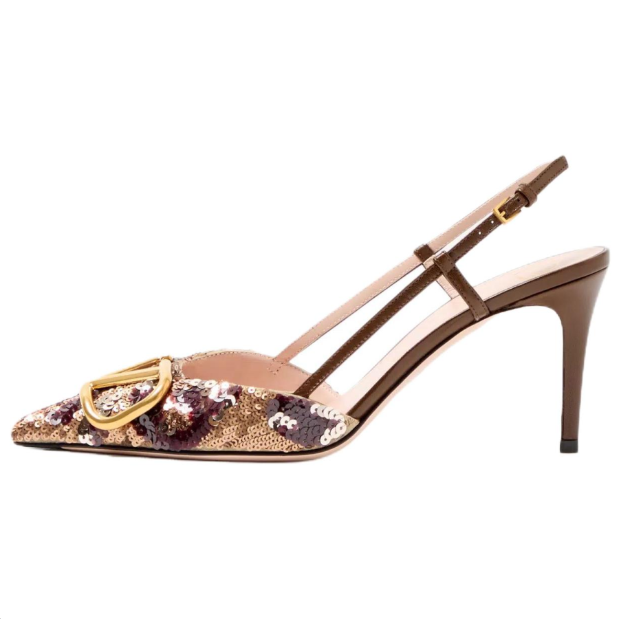Valentino VLogo Signature GARAVANI Slim Heel High Heels 8cm Women's Brown
