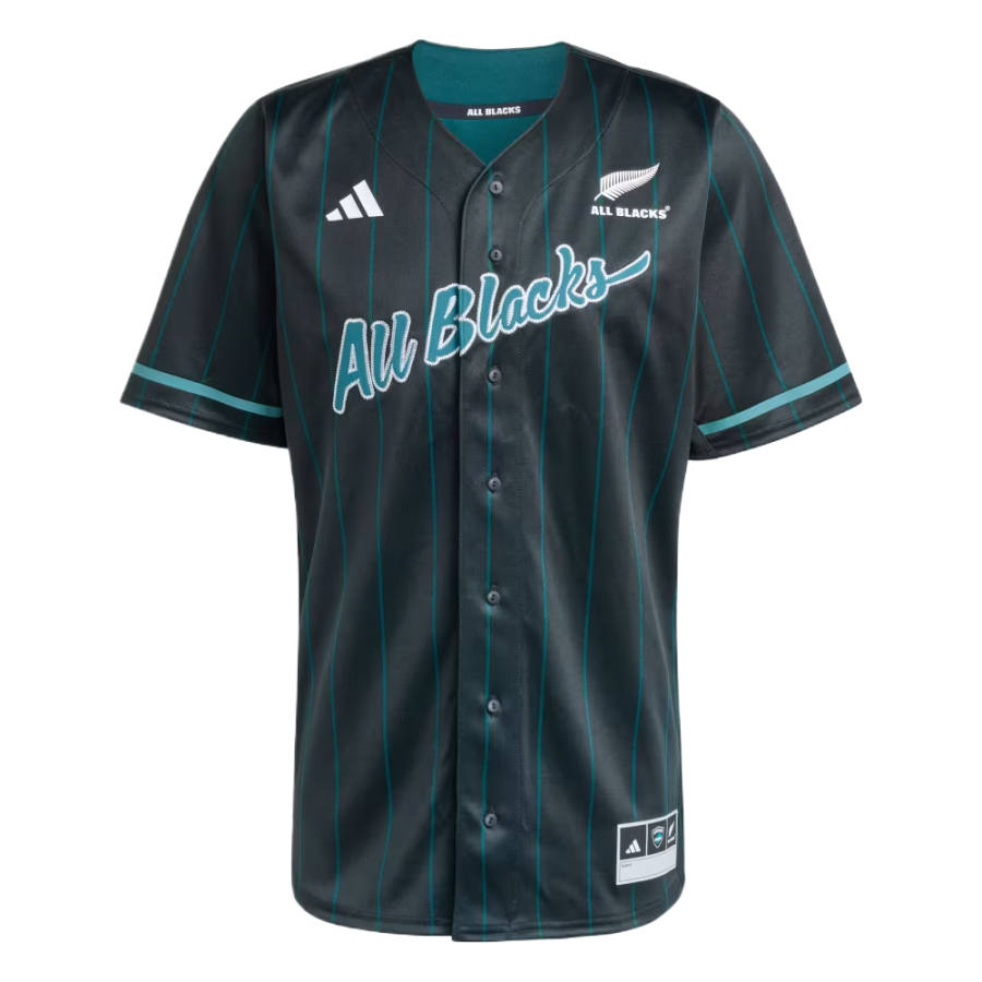 Adidas Adidas Baseball Jerseys Men's All Black/Aurora Ivy Green V Neck Moderate Straight Fit