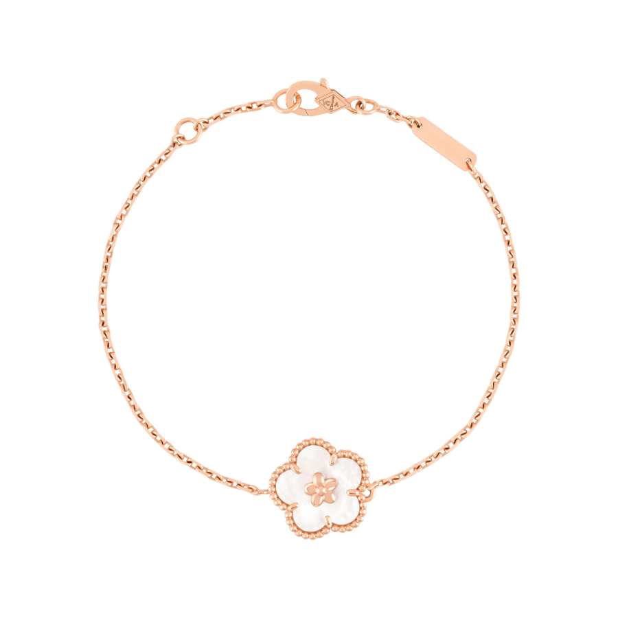 Van Cleef & Arpels Lucky Spring Collection 18K Gold Mother Of Pearl Bracelets Unisex Rose Gold