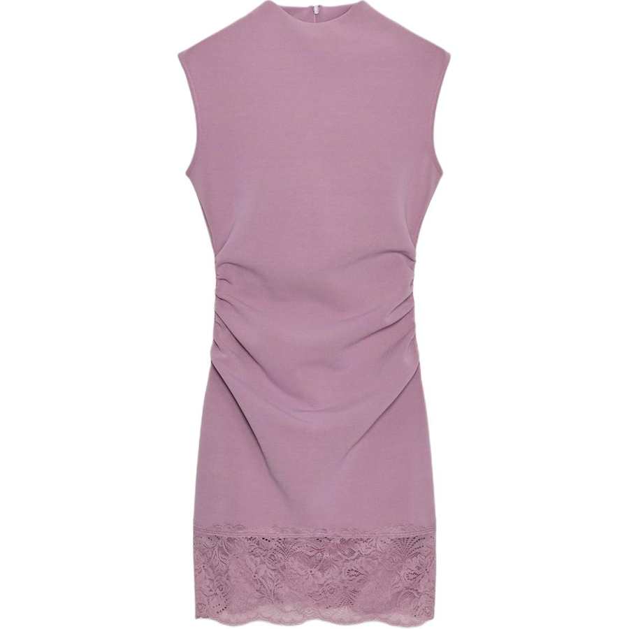 ZARA Sleeveless Dresses Women's Pink/Light Purple Crew Neck Moderate Short