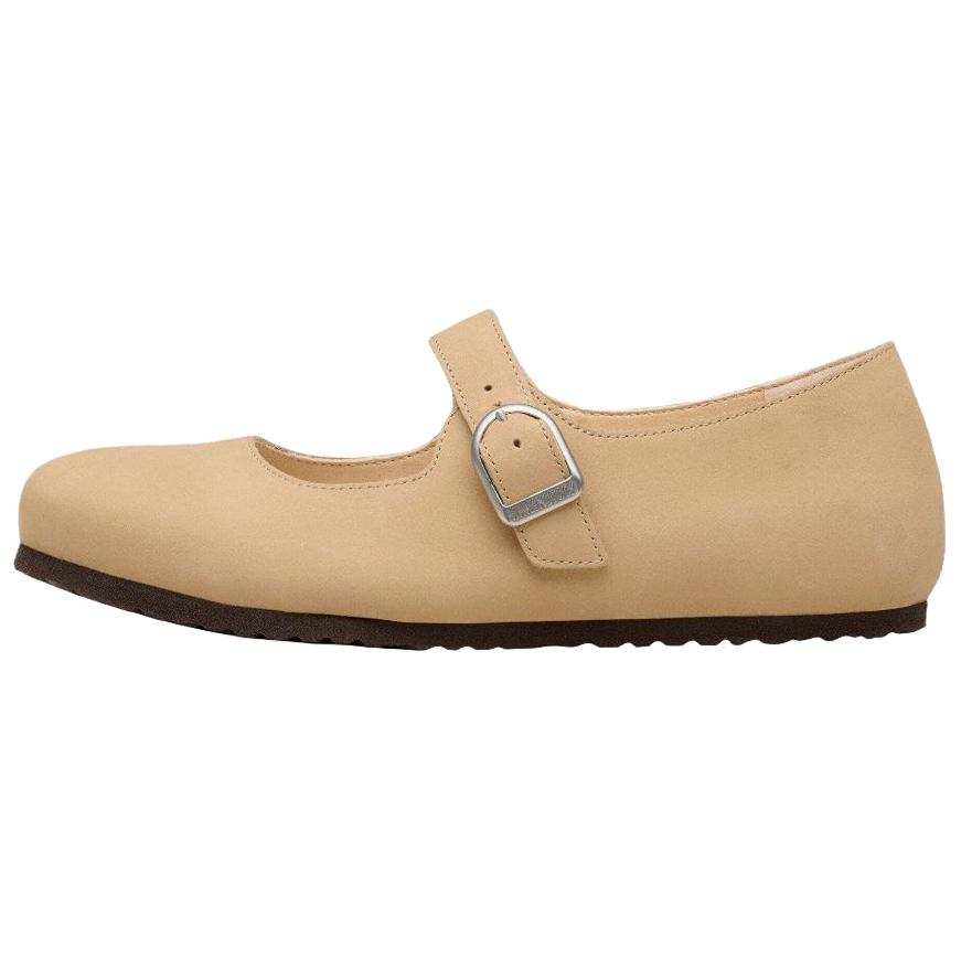 Birkenstock Santa Clarita Nubuck Flat Mary Jane Shoes Women's Sand Narrow