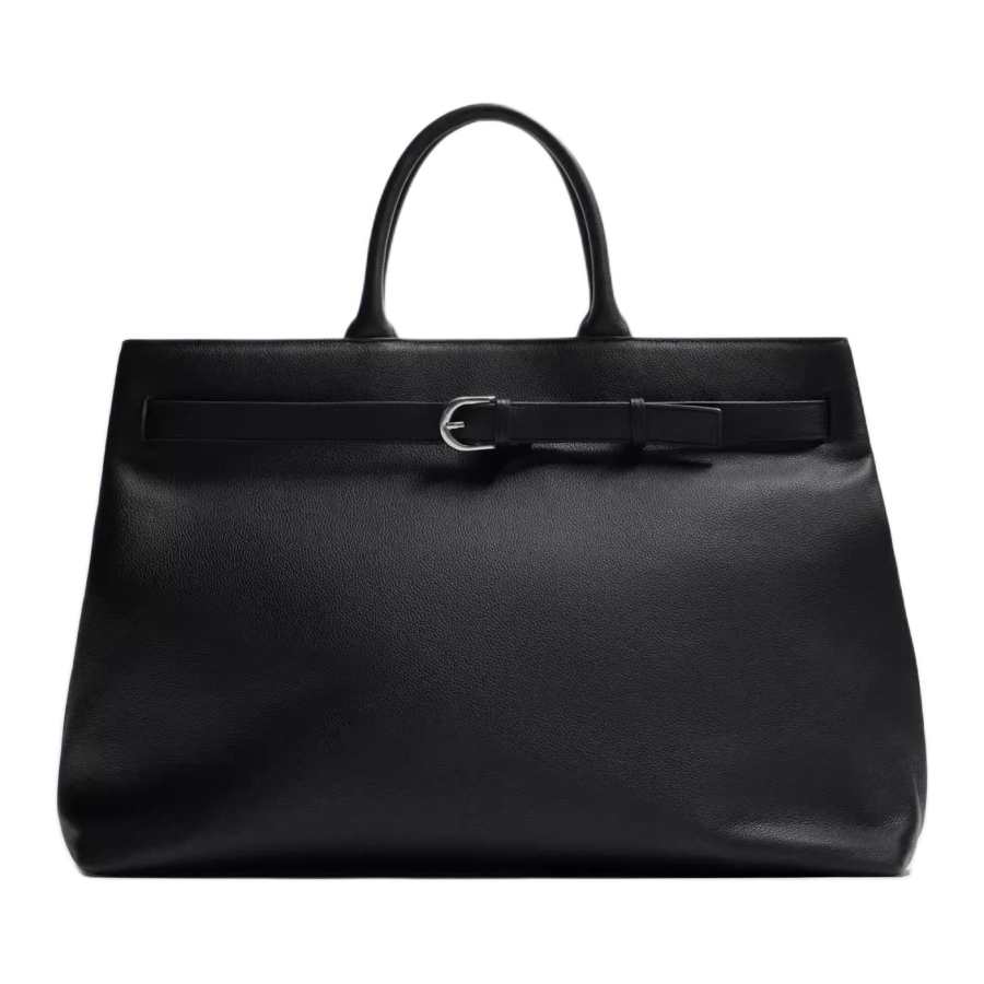 ZARA ORIGINS Magnetic Closure Cow Leather Handbag Men's Black