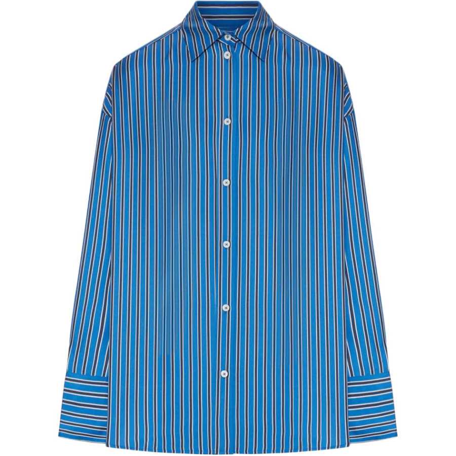 TOTEME Shirts Women's Marine Blue Turndown Pointed Collar Moderate