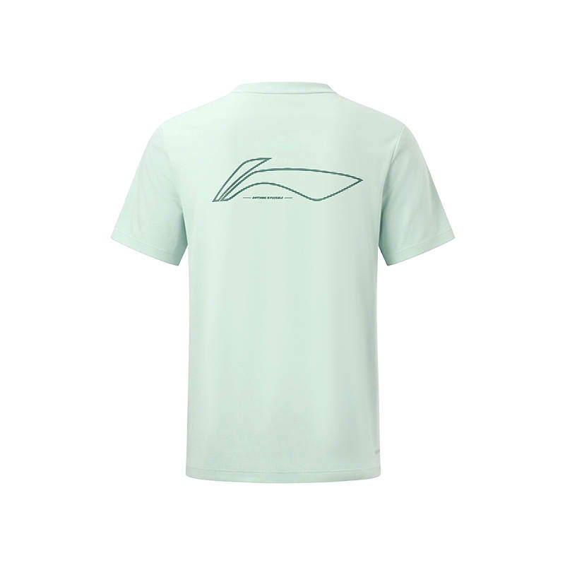 Li-Ning Li Ning T Shirts Unisex Floating Aqua Green Crew Neck