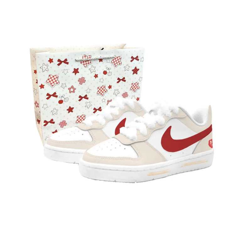 Nike Nike Court Borough 2 Light Apricot Suanfu, Kung Fu Rabbit Leather Cushioning Abrasion Resistant Slip Resistant Low top