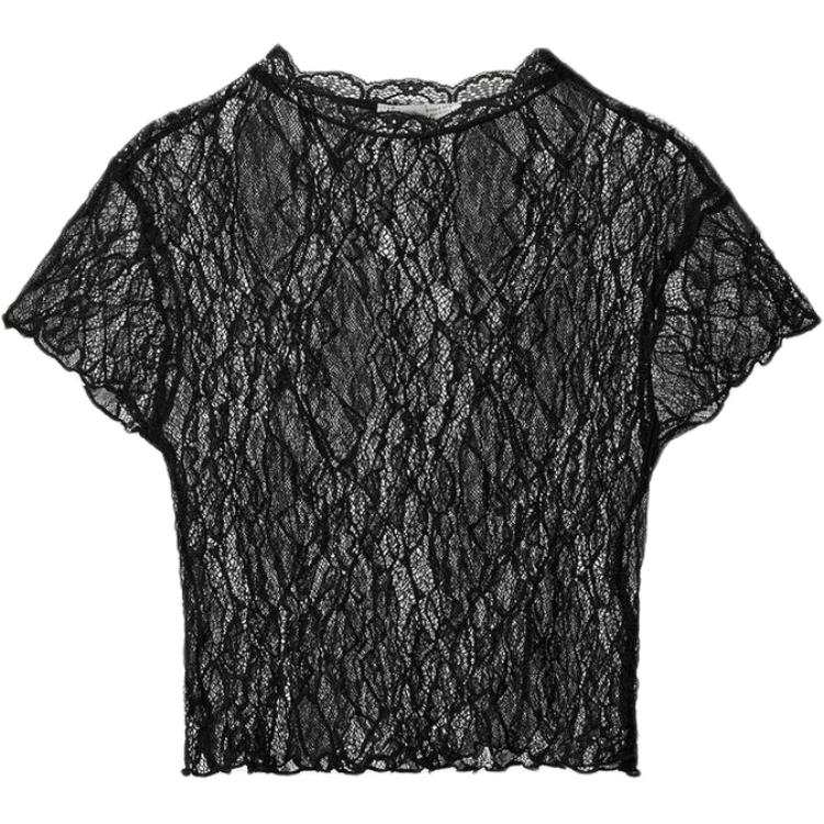 ZARA T Shirts Women's Black Crew Neck