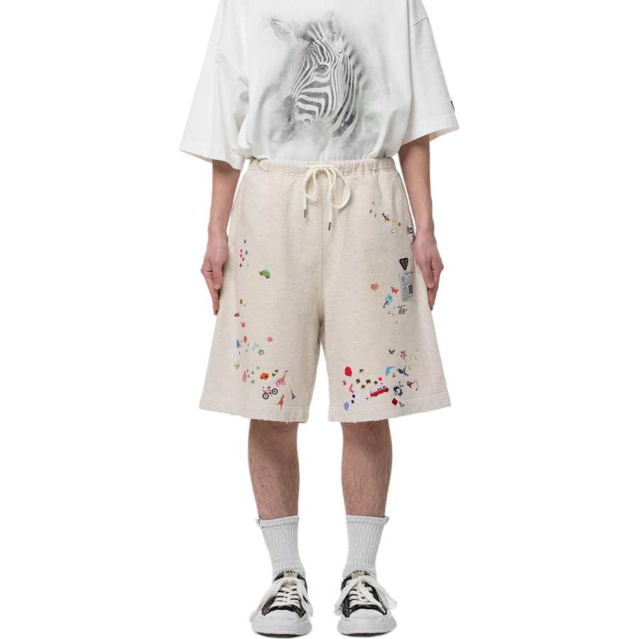 Maison Mihara Yasuhiro Kids Sticker Printed Sweat Shorts