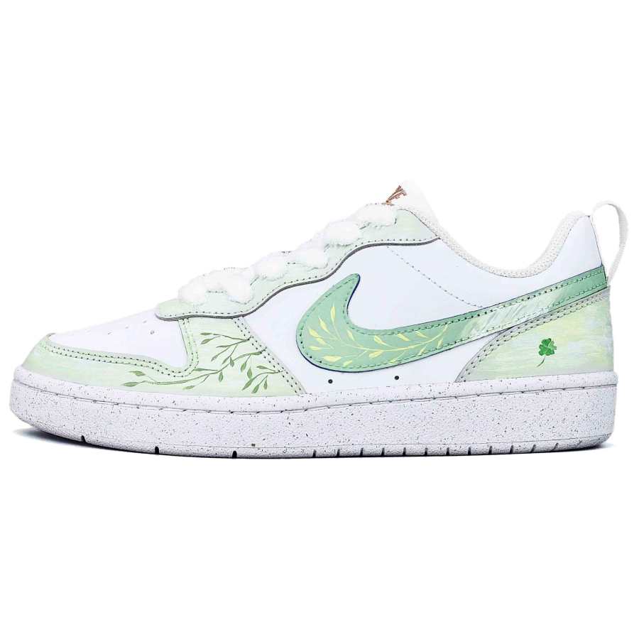 Nike Nike Court Borough Green Dream Leather Abrasion Resistant Lightweight Low top Skateboard Shoes Unisex White Green
