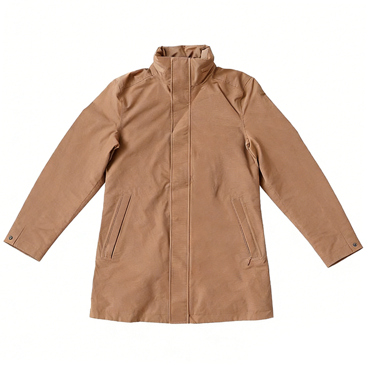 Timberland Trench Coats Men's Raw Leather Brown Stand Collar Moderate