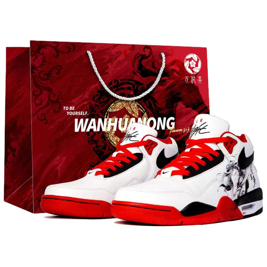 Nike Nike Flight Legacy Wan Hua Nong, Fleeting Life, Shopping Bag Abrasion Resistant Mid top Vintage Basketball Shoes Unisex