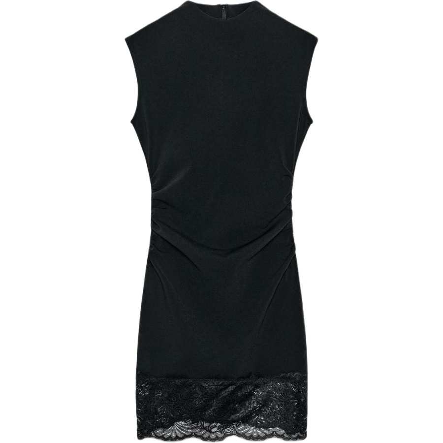 ZARA Sleeveless Dresses Women's Black Crew Neck Moderate Short