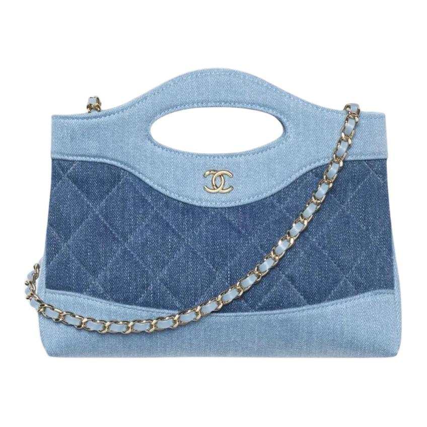 CHANEL Denim Shoulder Bag, Crossbody Bag, Handbag Women's Dark Blue & Light Blue
