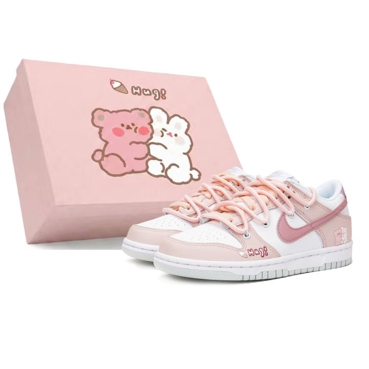 Nike Nike Dunk Low top Skateboard Shoes Women's White Pink