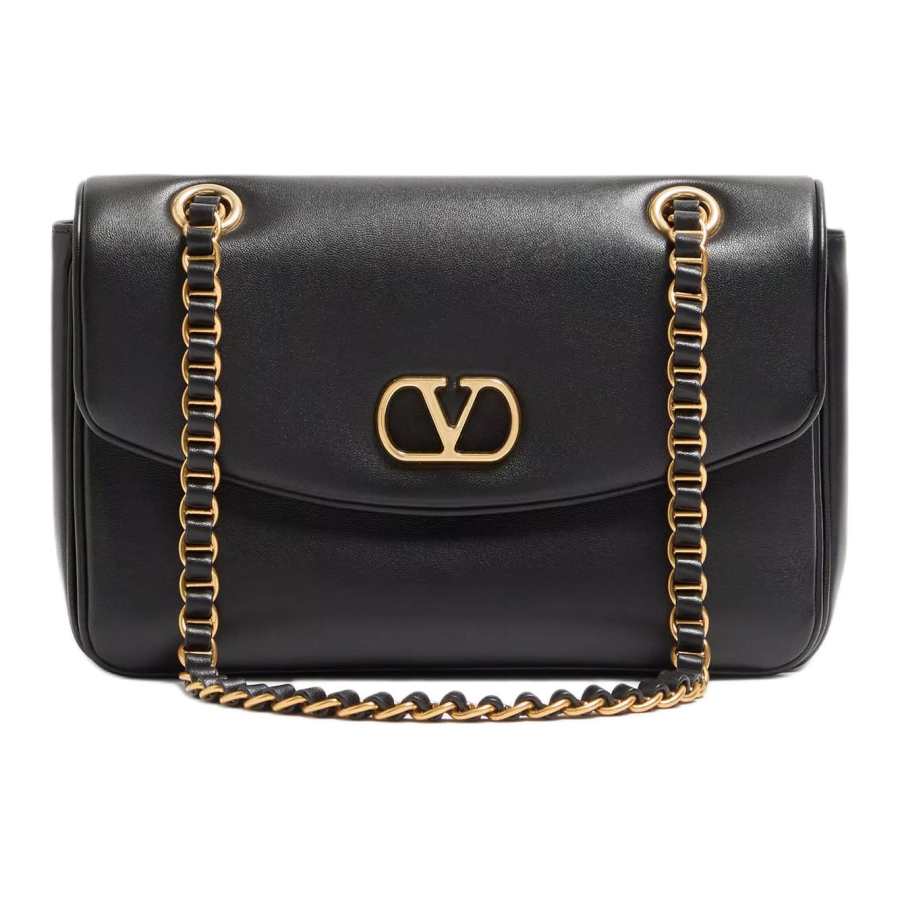 Valentino Garavani Leather Shoulder Bag Medium Women's Black