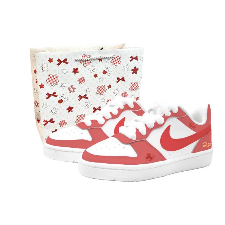 Nike Nike Court Borough 2 Garnet Red, Kung Fu Rabbit Leather Cushioning Abrasion Resistant Slip Resistant Low top