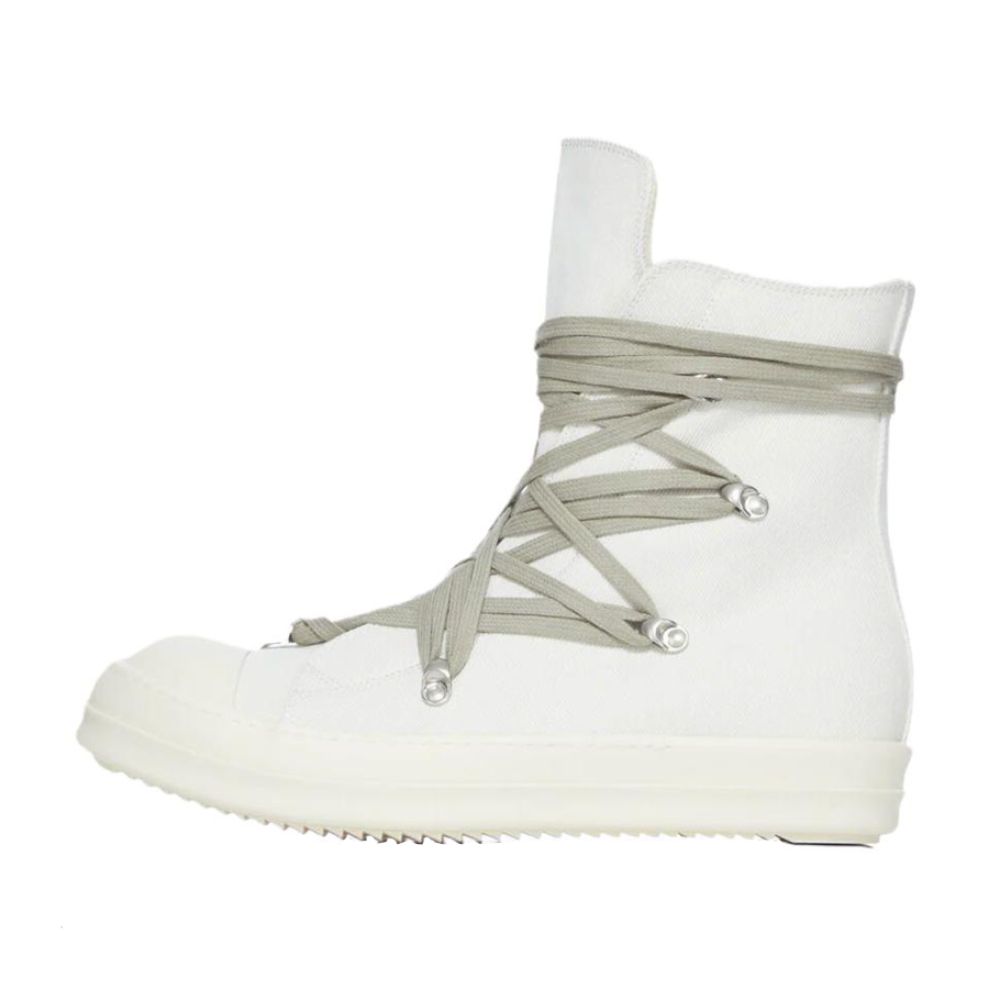 Rick Owens DRKSHDW Temple Megalace High top Canvas Shoes 3.5cm Men's White