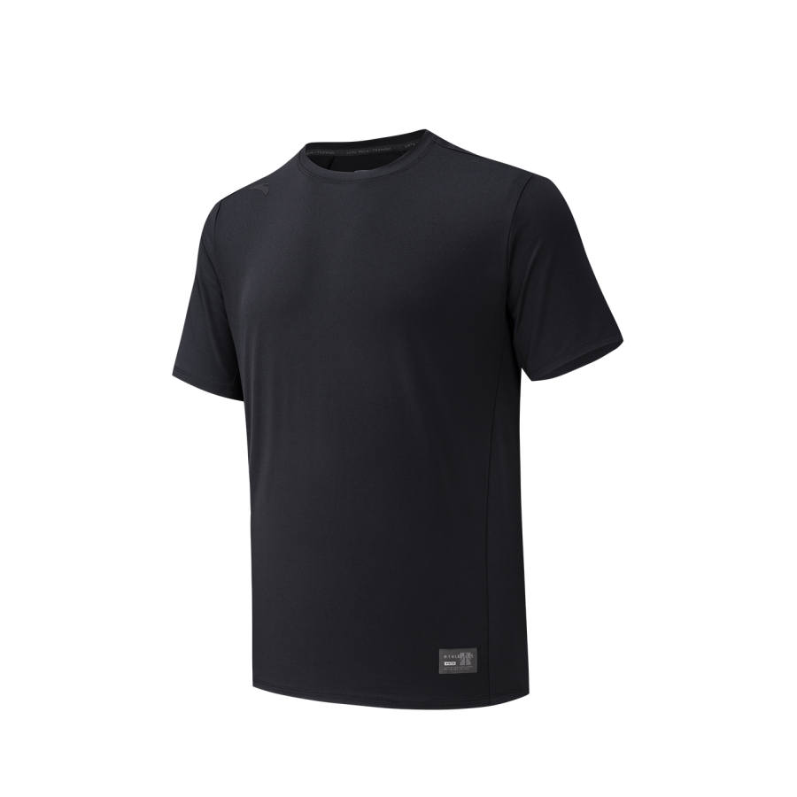 ANTA T Shirts Men's Basic Black 4 Crew Neck Moderate Straight Fit