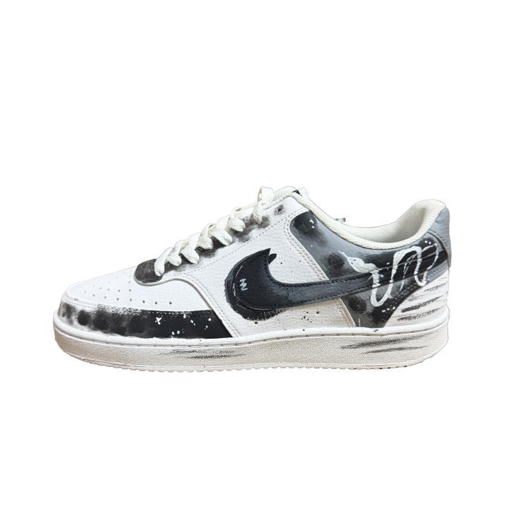 Nike Nike Court Vision Black Shadow Warrior Leather Height Increasing Abrasion Resistant Slip Resistant Low top