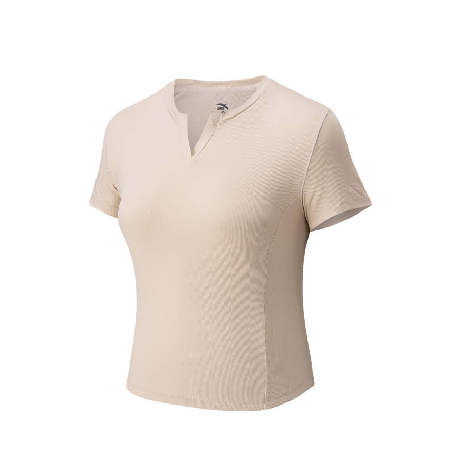 Anta Regular Sleeve T Shirt Women's Bean Juice Khaki