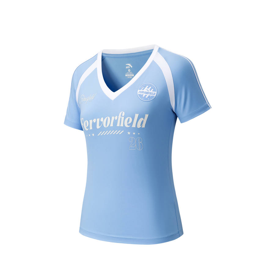 ANTA T Shirts Women's Oak Blue 2 V Neck