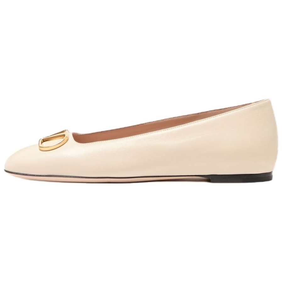 Valentino Vlogo GARAVANI Leather Casual Shoes 0.5cm Women's Butter