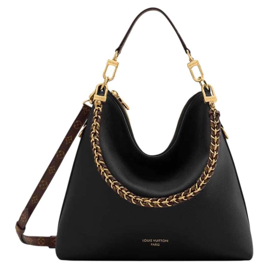 LOUIS VUITTON Calfskin Shoulder Bag Women's Black
