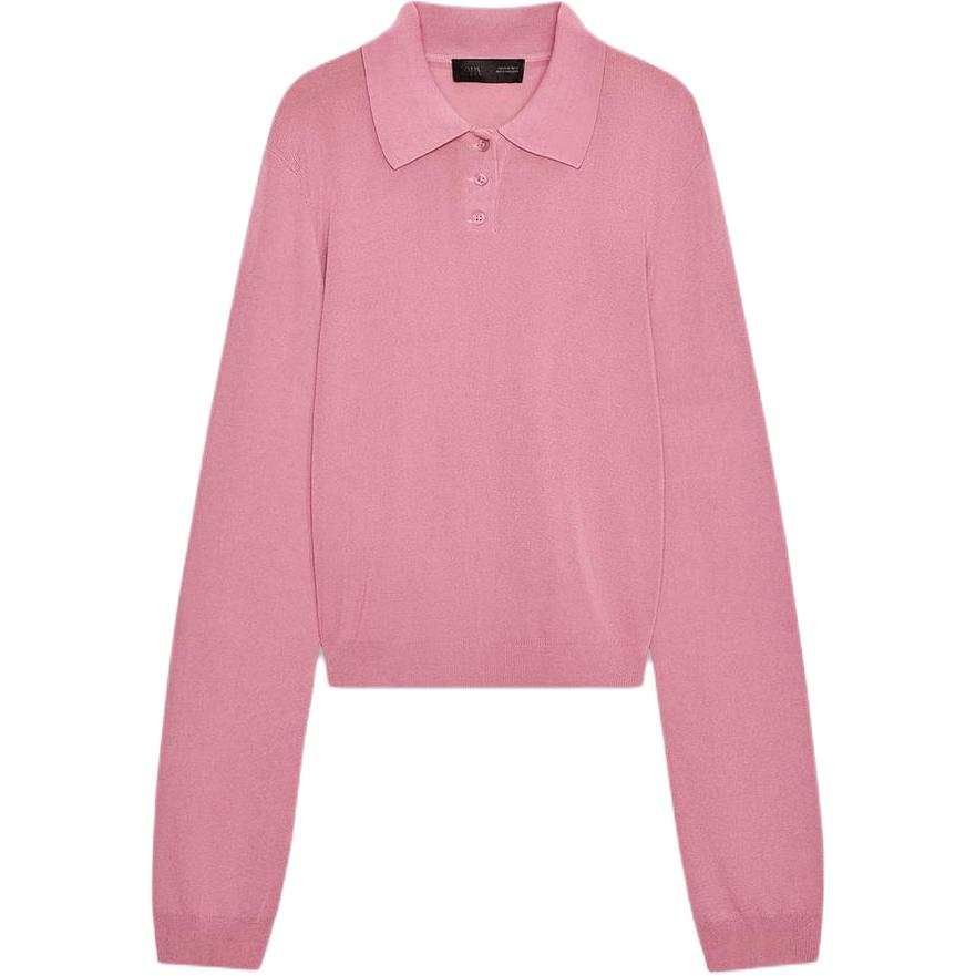 ZARA Knitwear Women's Light Peach Red Polo Collar Moderate