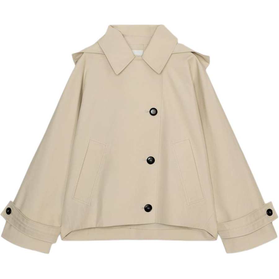 ZARA ZW Trench Coats Women's Nude/Beige Lapel Moderate
