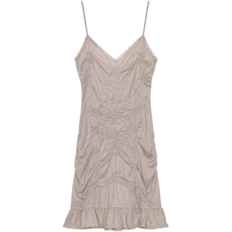 ZARA Slip Dresses Women's Brown/Dark Taupe V Neck Moderate Short