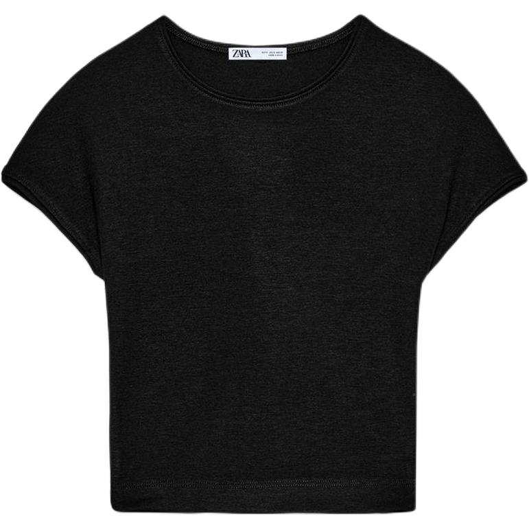 ZARA T Shirts Women's Black Crew Neck