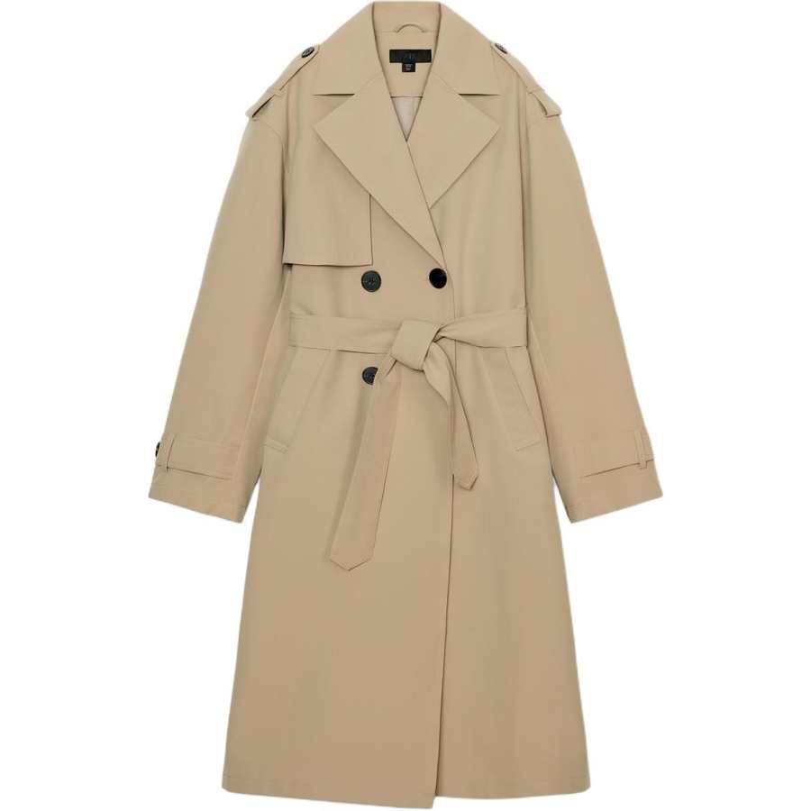 ZARA Trench Coats Women's Tan Lapel Moderate