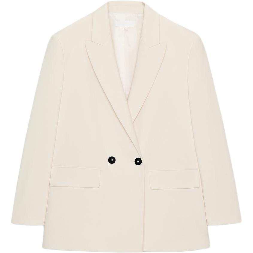 ZARA Business Suits Women's Frosted White Notch Lapel Moderate
