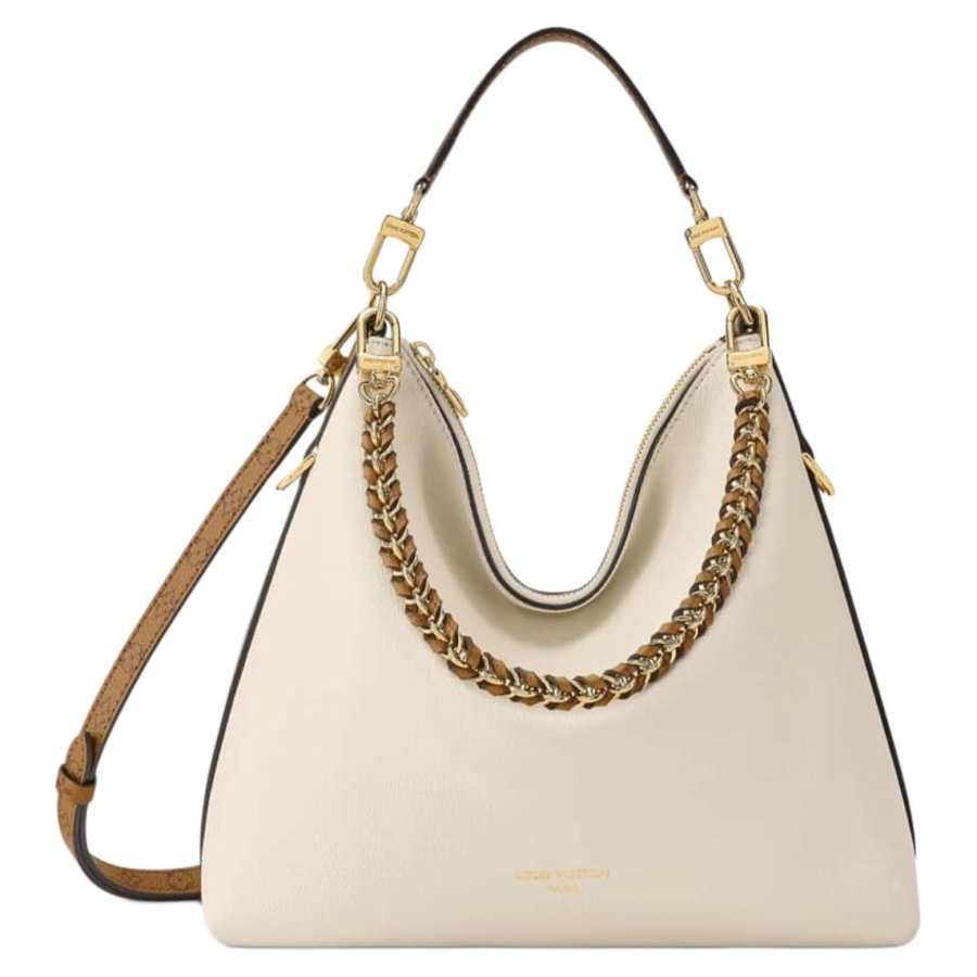 LOUIS VUITTON Cow Leather One Shoulder Handbag Women's Vanilla White