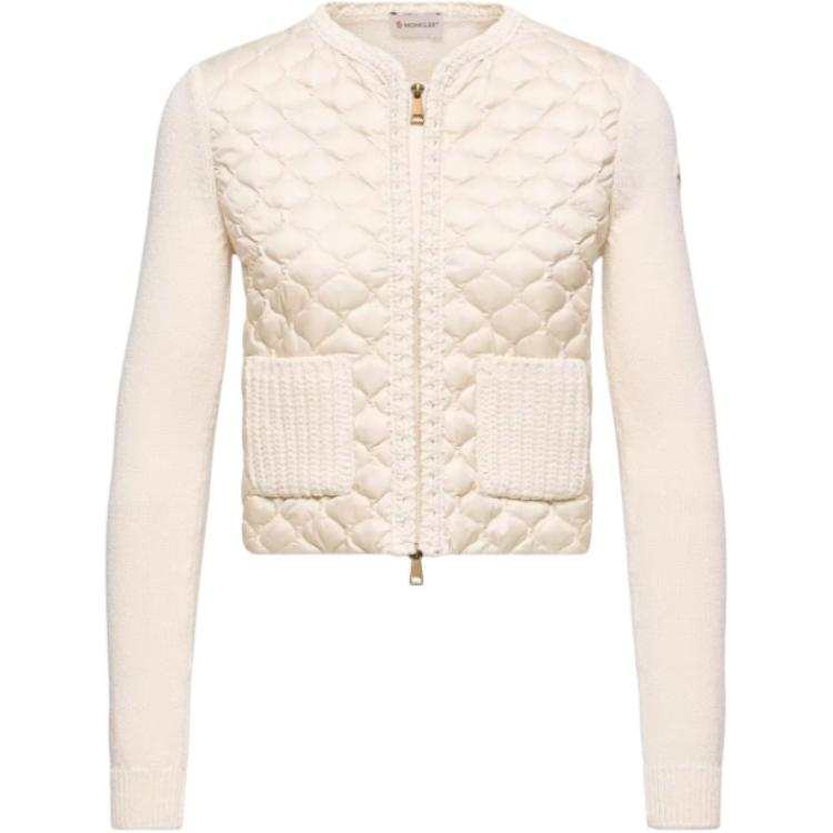 Moncler SS26 Geometric Quilted Padded Zip Up Cardigan Down Jacket Women's