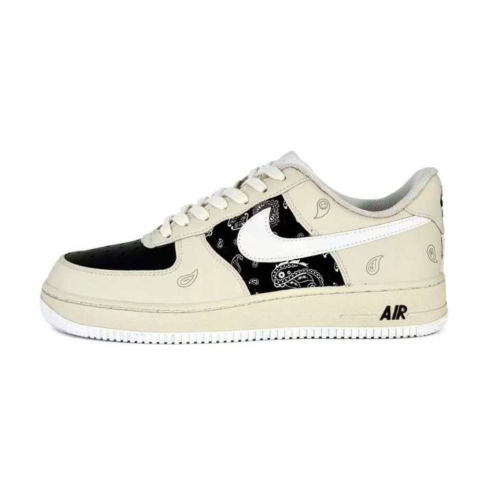 Nike Nike Air Force 1 Paisley Abrasion Resistant Low top Skateboard Shoes Men's Black